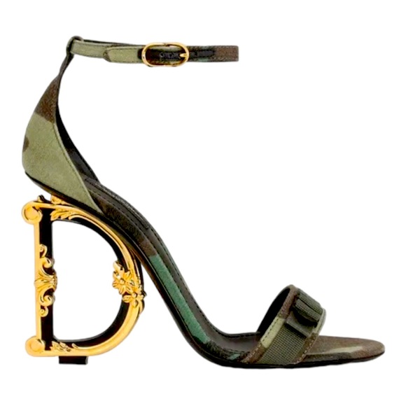 👠 🆕 Dolce & Gabbana Keira Camouflage Baroque-Heel Sandals - Picture 1 of 9